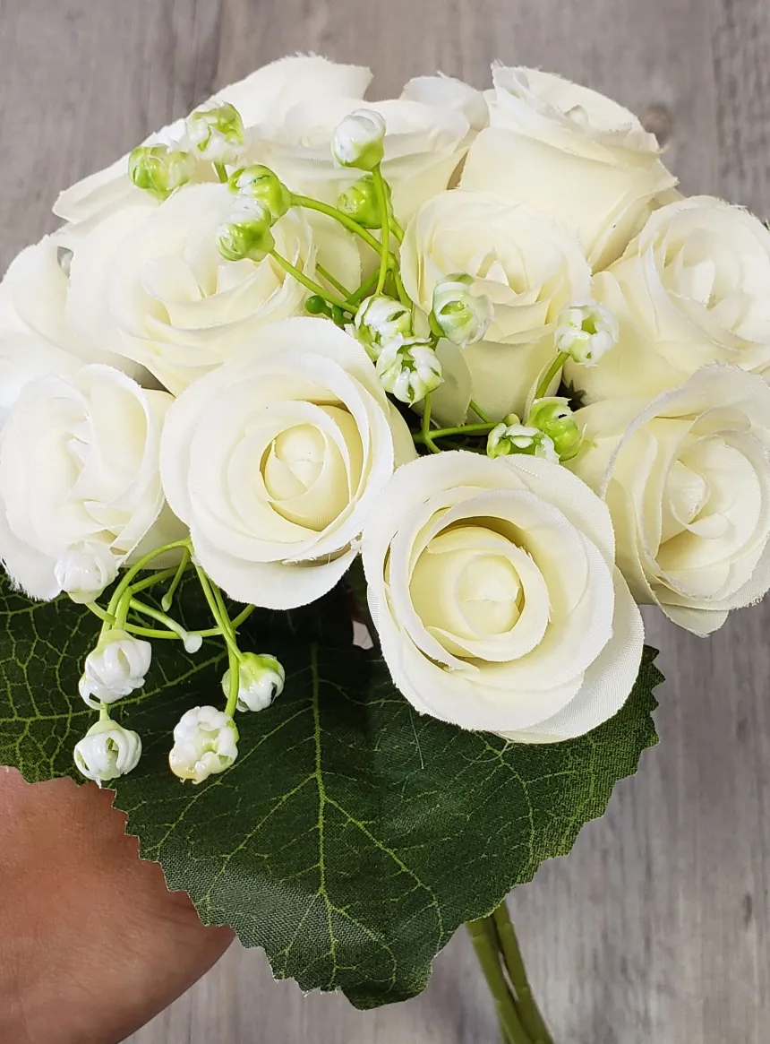 Bouquet roses ivoire écrue pour demoiselle d'honneur Ivoire - Ecru
