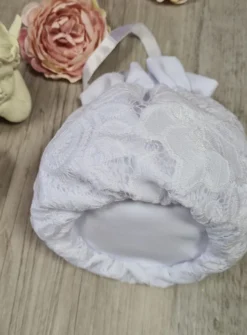 Bourse de communion dentelle fleur Blanc