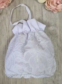 Bourse de communion dentelle fleur Blanc