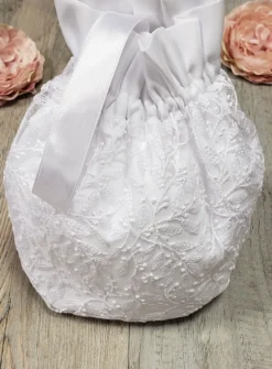 Bourse enfant dentelle brodée Blanc