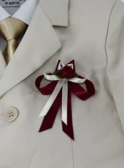 Boutonnière fleur et ruban satin