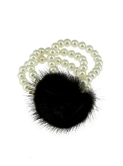 Bracelet de soirée perle et pompon Ivoire - Ecru