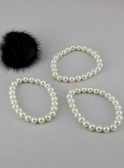 Bracelet de soirée perle et pompon Ivoire - Ecru