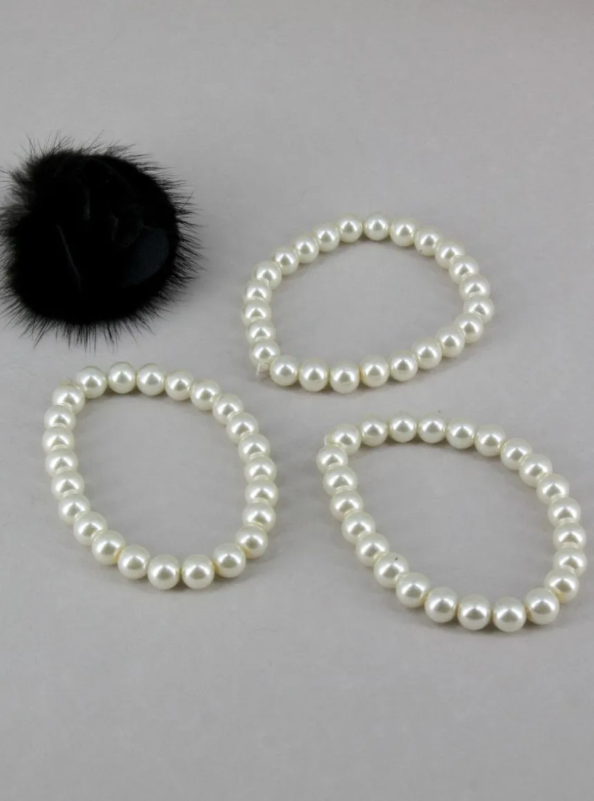 Bracelet de soirée perle et pompon Ivoire - Ecru
