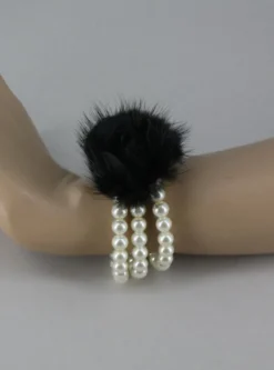 Bracelet de soirée perle et pompon Ivoire - Ecru