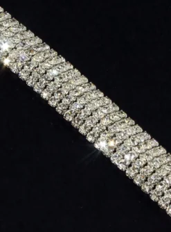 Bracelet de strass large souple Gris argent