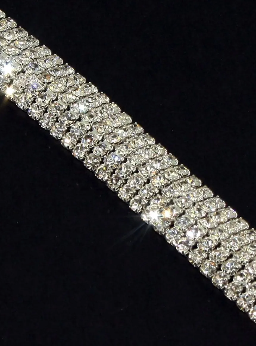 Bracelet de strass large souple Gris argent
