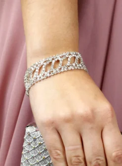 Bracelet strass multi-rangs femme Gris argent