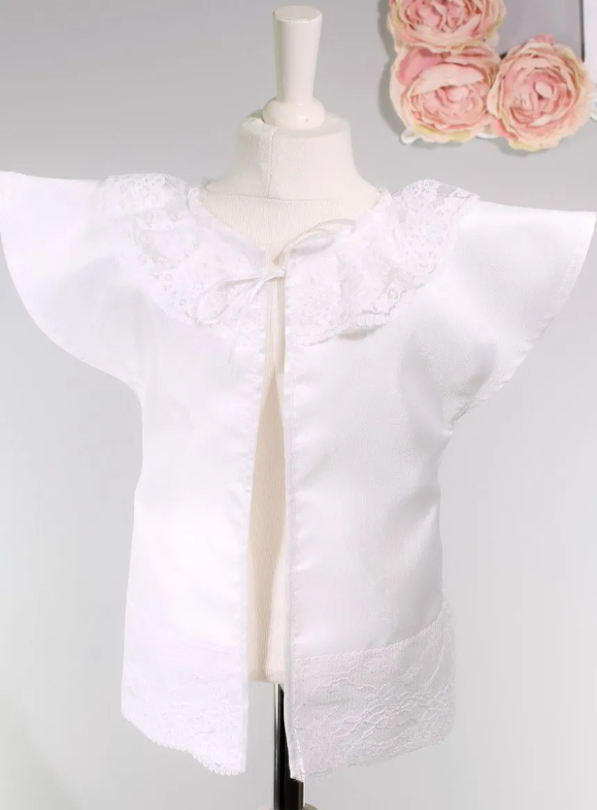 Brassière tunique baptême avec Ange Bleu ciel bébé