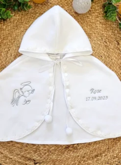 Cape baptême polaire blanche mixte pour bébé - Personnalisable Blanc bébé