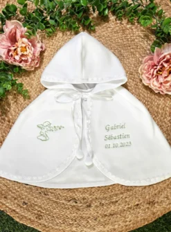 Cape baptême polaire blanche mixte pour bébé - Personnalisable Blanc bébé