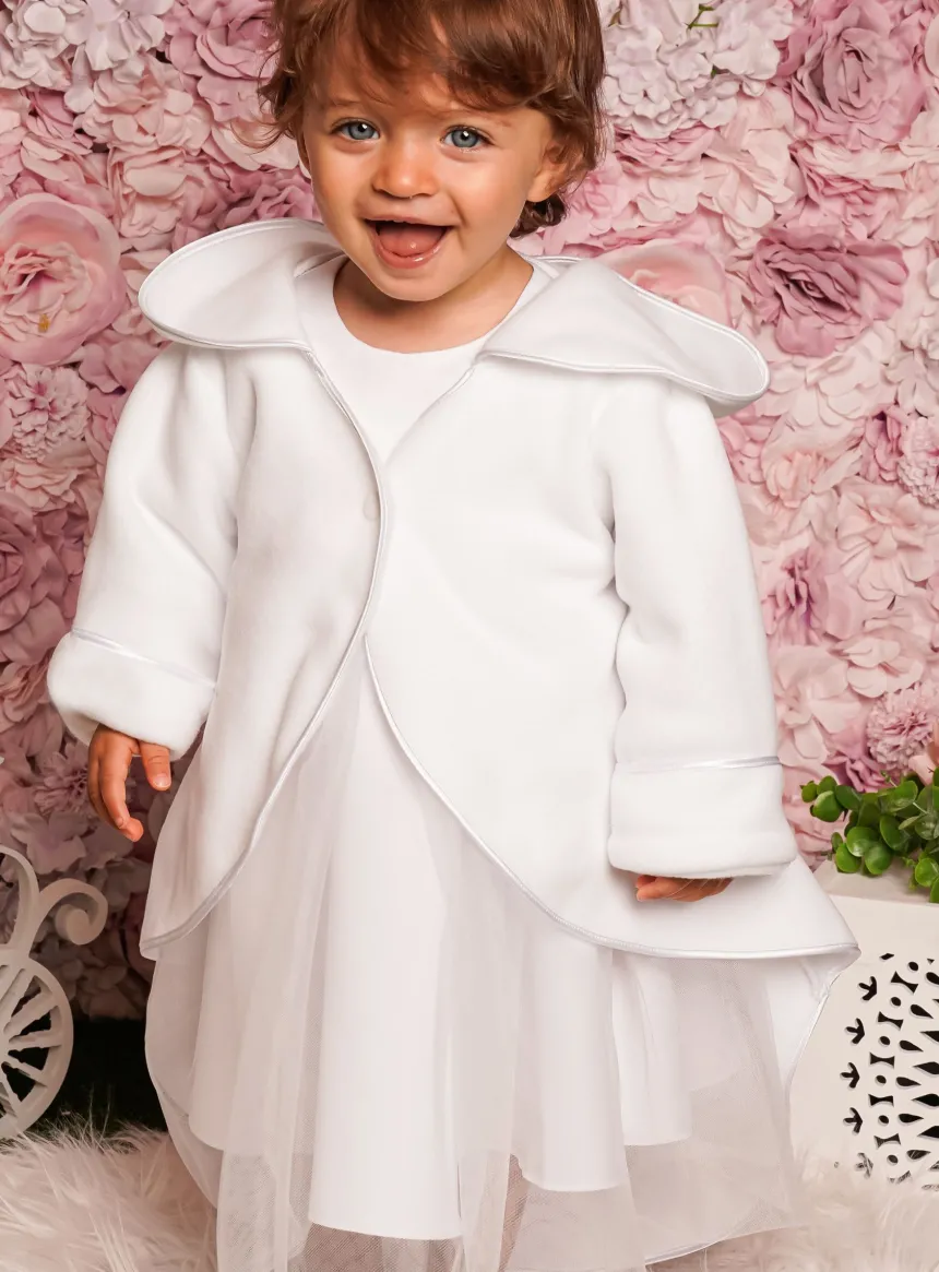 Cape baptême polaire blanche - Personnalisable