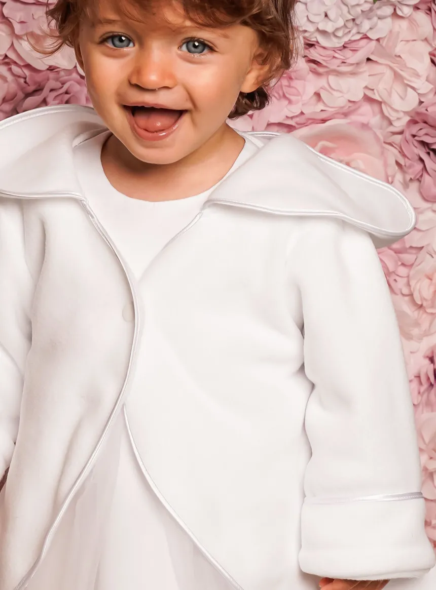 Cape baptême polaire blanche - Personnalisable