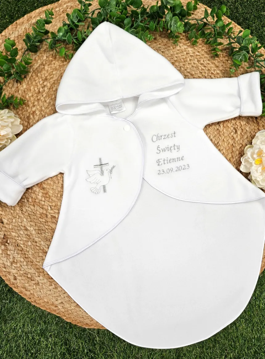 Cape baptême polaire blanche - Personnalisable