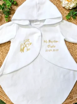 Cape baptême polaire blanche - Personnalisable