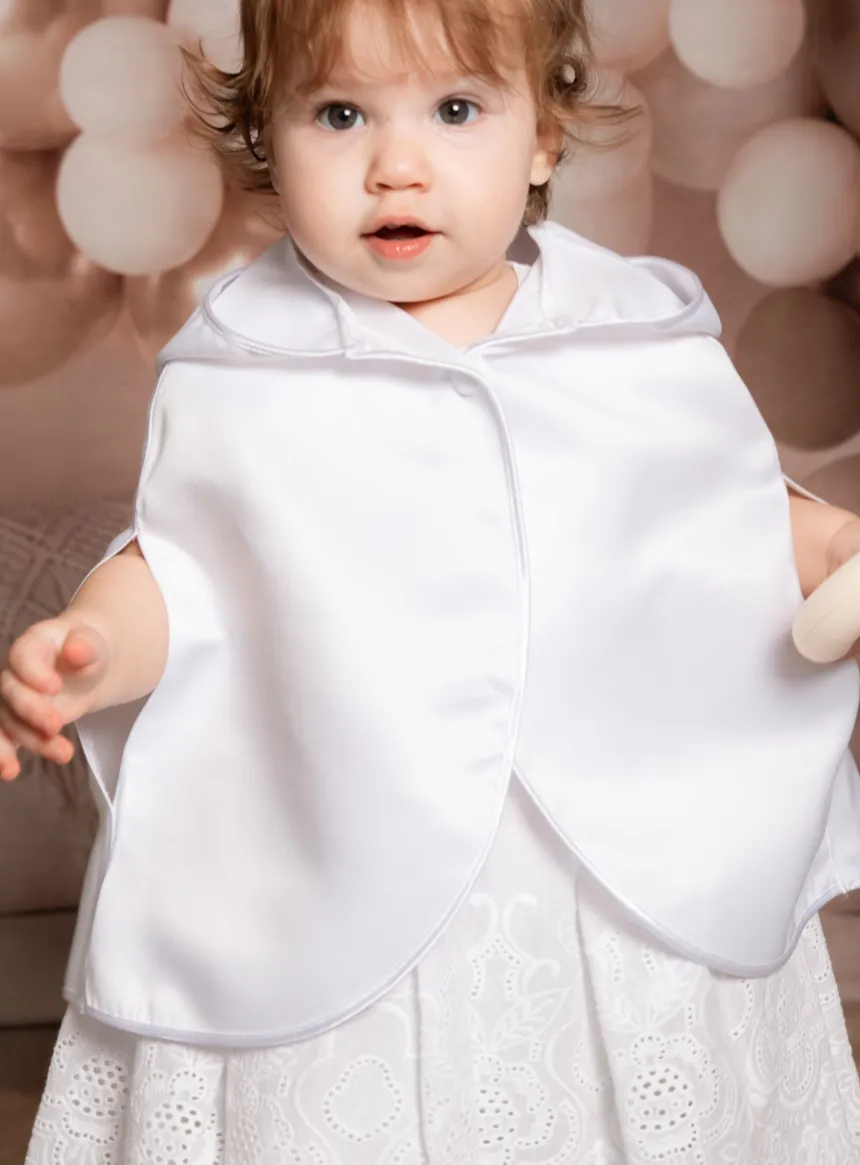 cape blanche satin avec passage des bras - Personnalisable