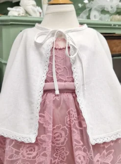 Cape courte de baptême lin vintage bébé et petites filles