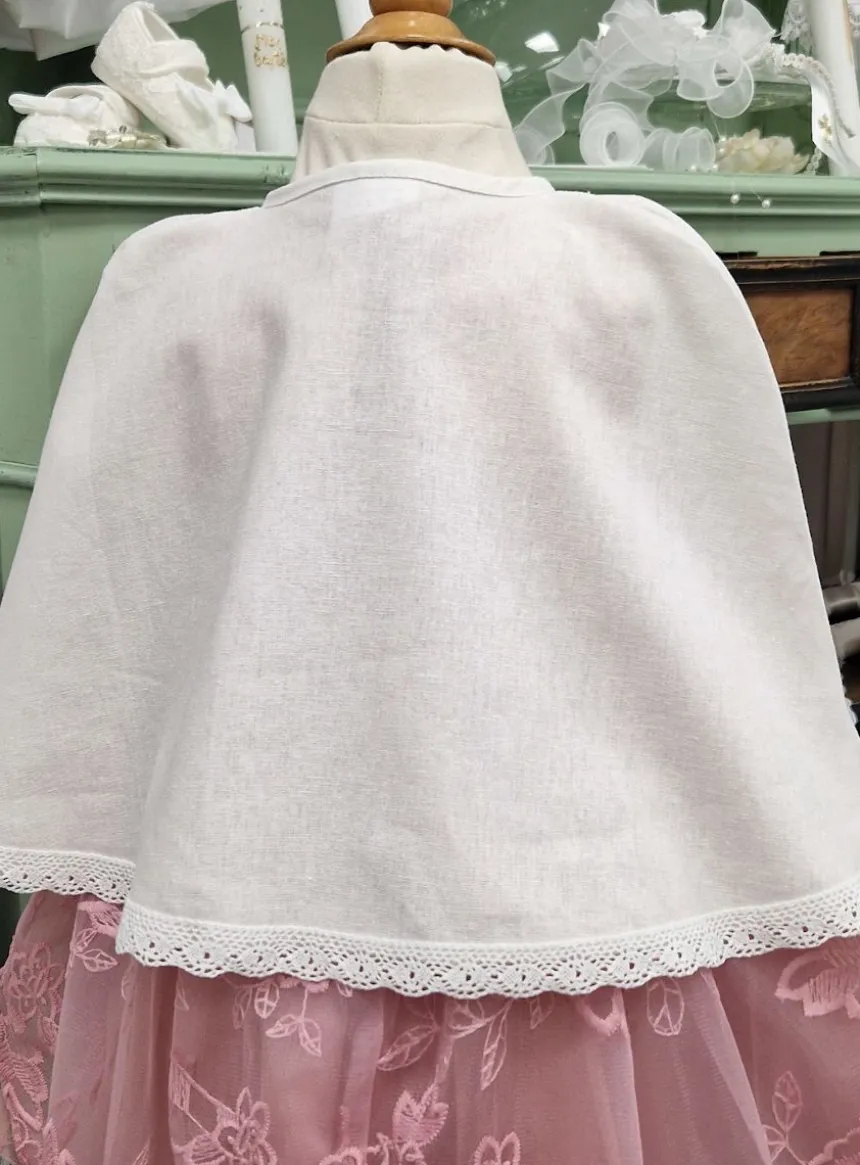 Cape courte de baptême lin vintage bébé et petites filles