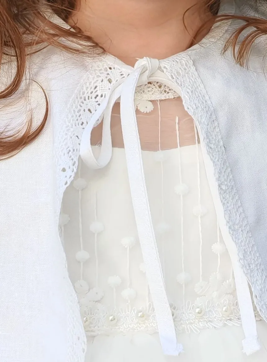 Cape courte de baptême lin vintage bébé et petites filles