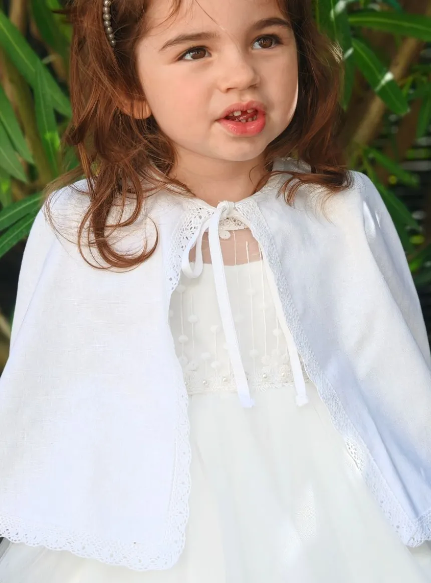 Cape courte de baptême lin vintage bébé et petites filles