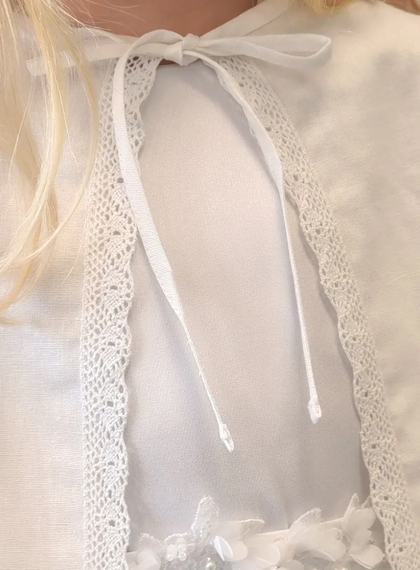 Cape courte de baptême lin vintage bébé et petites filles