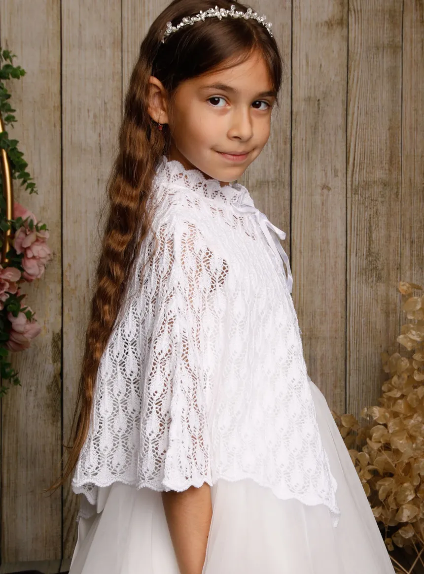 Cape crochet blanche bébé et fille