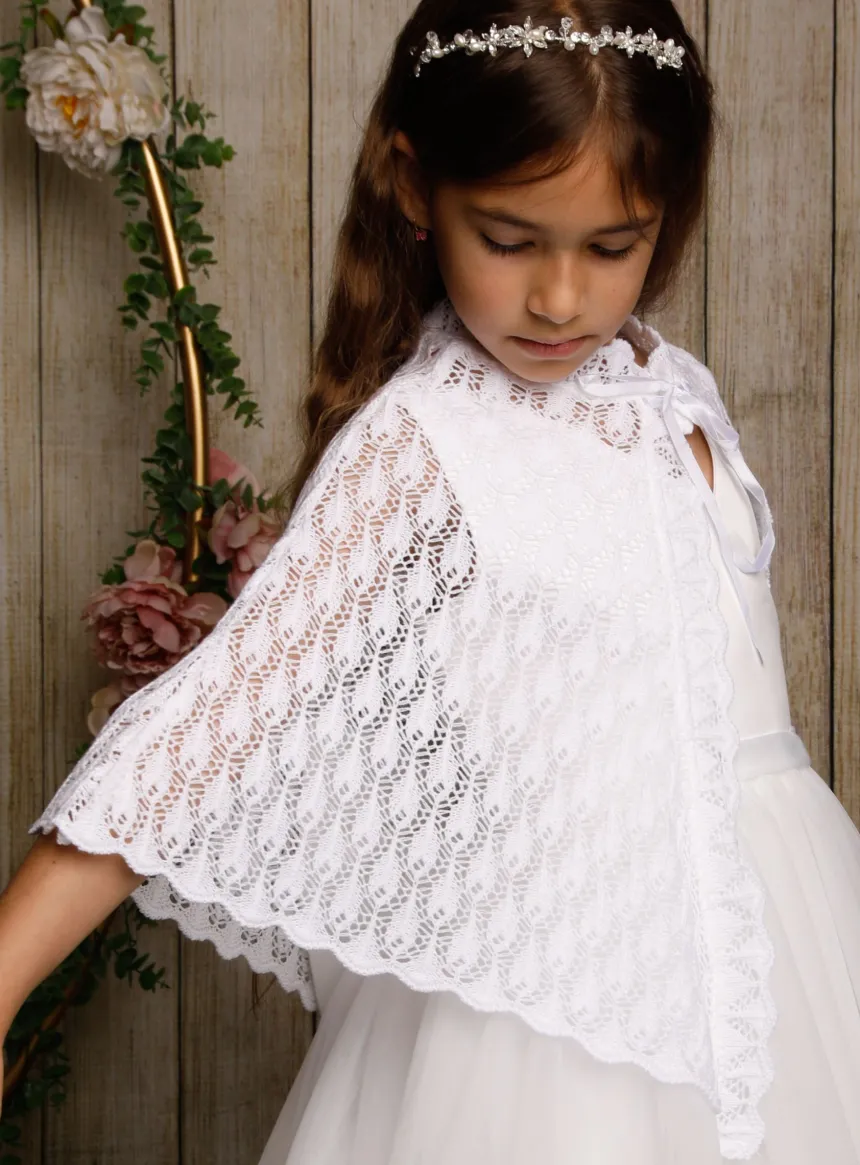 Cape crochet blanche bébé et fille