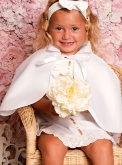 Cape de bapteme satin blanc - Personnalisable
