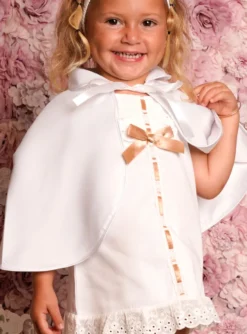Cape de bapteme satin blanc - Personnalisable
