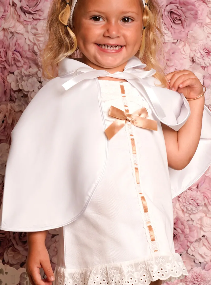 Cape de bapteme satin blanc - Personnalisable