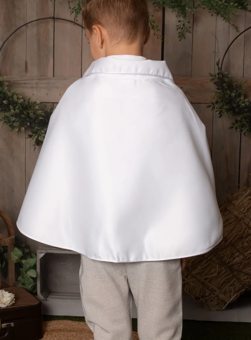 Cape de bapteme satin blanc - Personnalisable