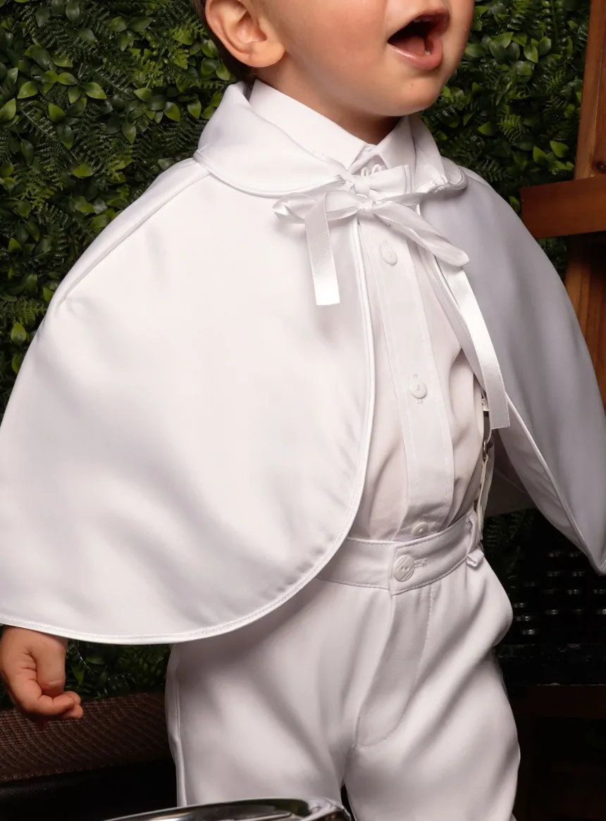 Cape de bapteme satin blanc - Personnalisable