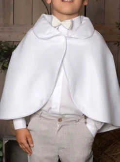 Cape de bapteme satin blanc - Personnalisable