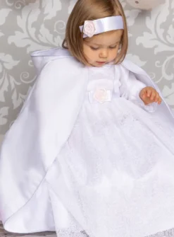 Cape de baptême bébé longue Blanc bébé