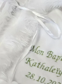 Cape de baptême polaire fausse fourrure - Personnalisable Blanc bébé