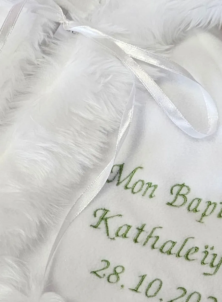 Cape de baptême polaire fausse fourrure - Personnalisable Blanc bébé