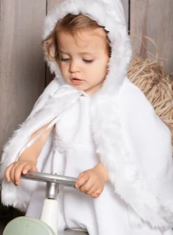 Cape de baptême polaire fausse fourrure - Personnalisable Blanc bébé