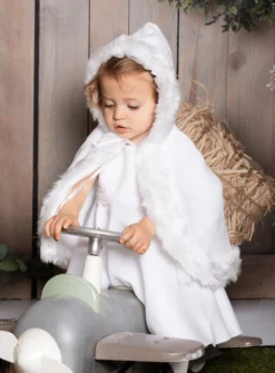 Cape de baptême polaire fausse fourrure - Personnalisable Blanc bébé