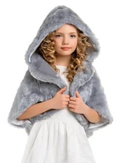 Cape fausse fourrure enfant avec capuche
