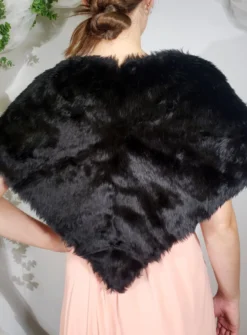 Cape fausse fourrure femme noir femme