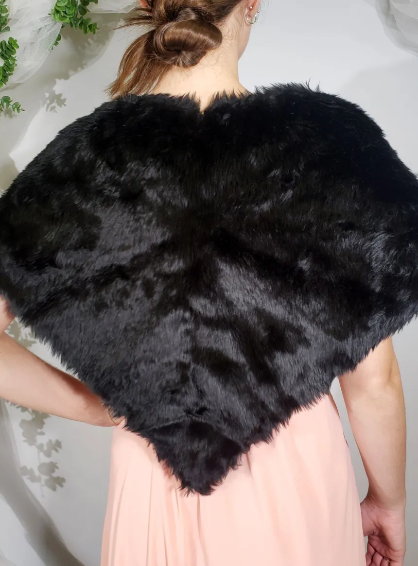 Cape fausse fourrure femme noir femme