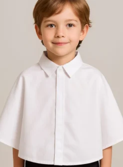 Cape garçon coton col chemise et boutonnée