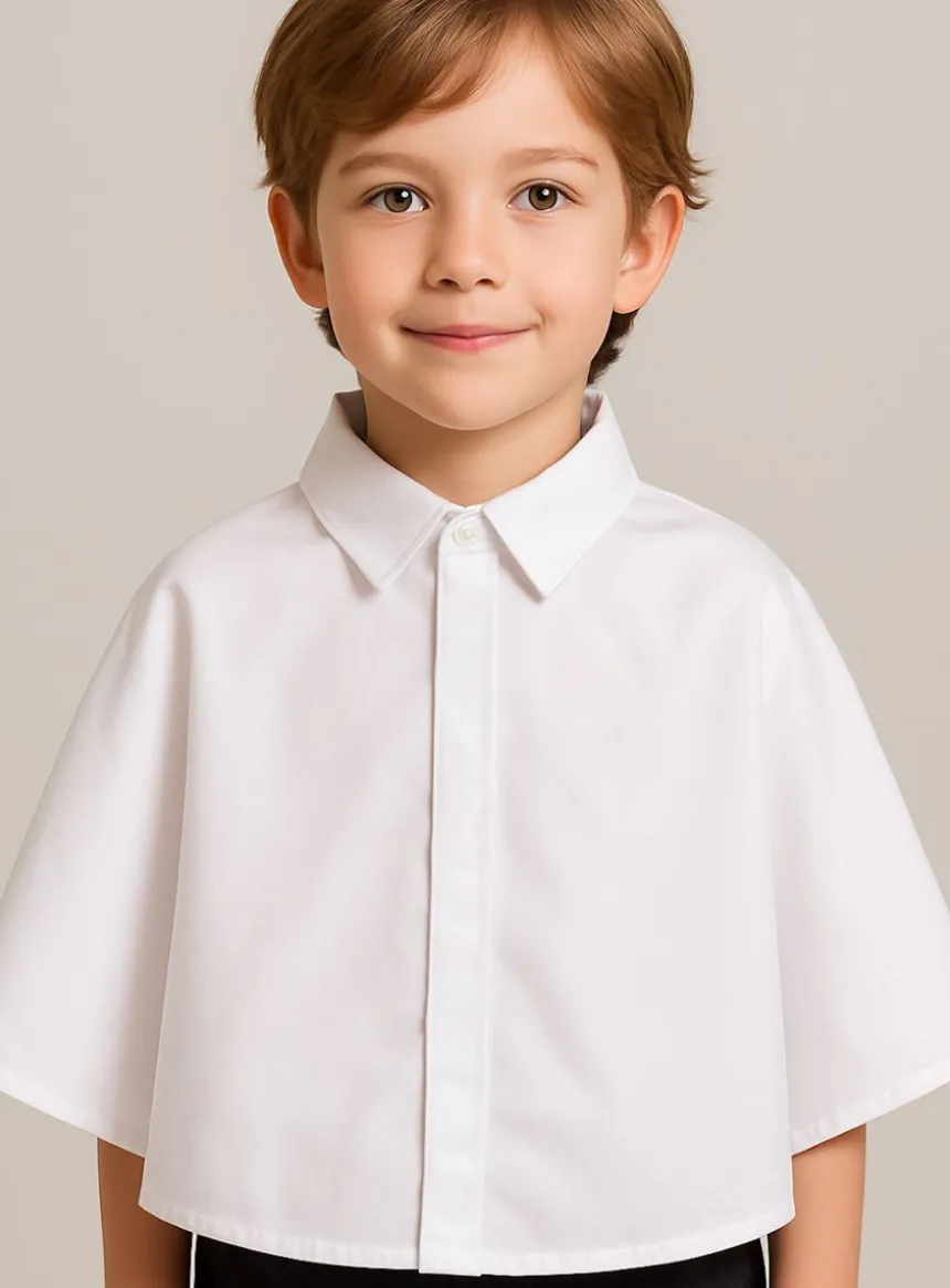 Cape garçon coton col chemise et boutonnée