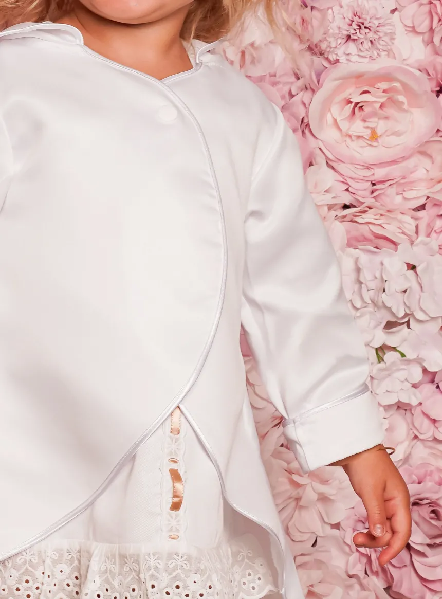 Cape mixte fille ou garçon en satin blanche