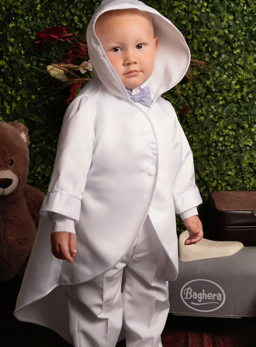 Cape mixte fille ou garçon en satin blanche