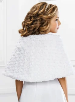 Cape petite fille fausse fourrure en fleurs