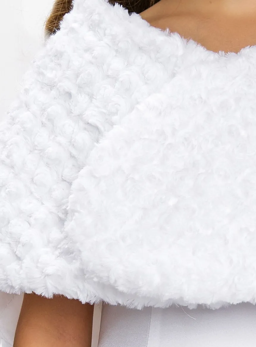 Cape petite fille fausse fourrure en fleurs