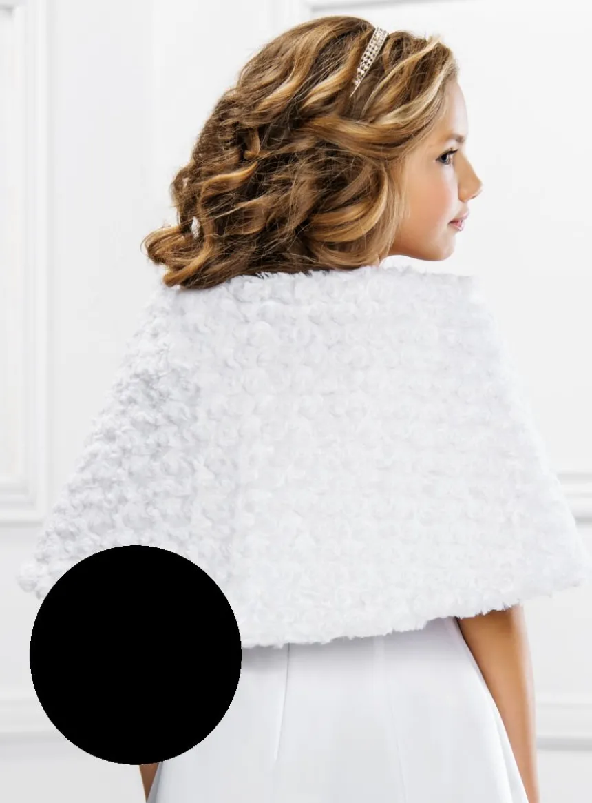Cape petite fille fausse fourrure en fleurs