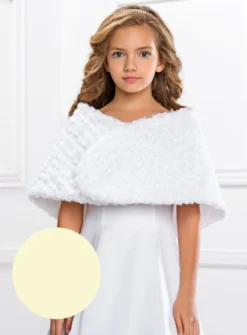 Cape petite fille fausse fourrure en fleurs