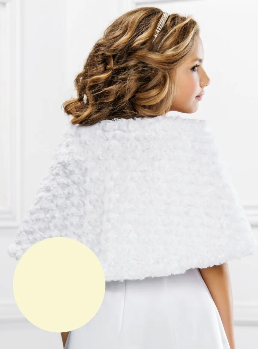 Cape petite fille fausse fourrure en fleurs